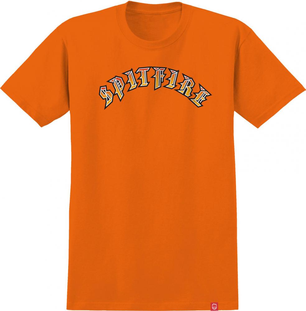 Spitfire T Shirt Old E Orange/Red To Yellow Fade
